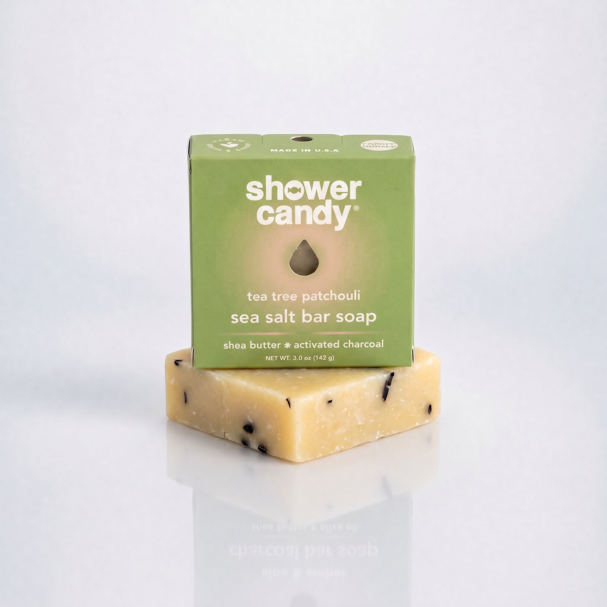 Tea Tree Patchouli olive oil bar soap by Shower Candy