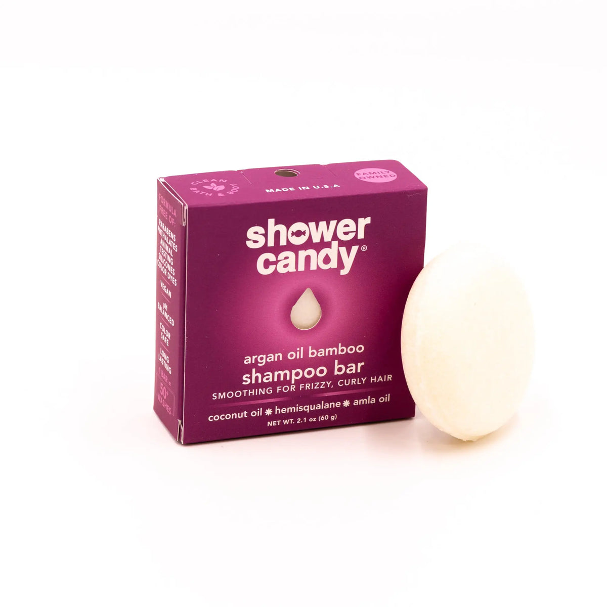 Argan Oil Bamboo Shampoo Bar – Smoothing Solid Shampoo for Frizzy and Curly Hair SHOWER CANDY