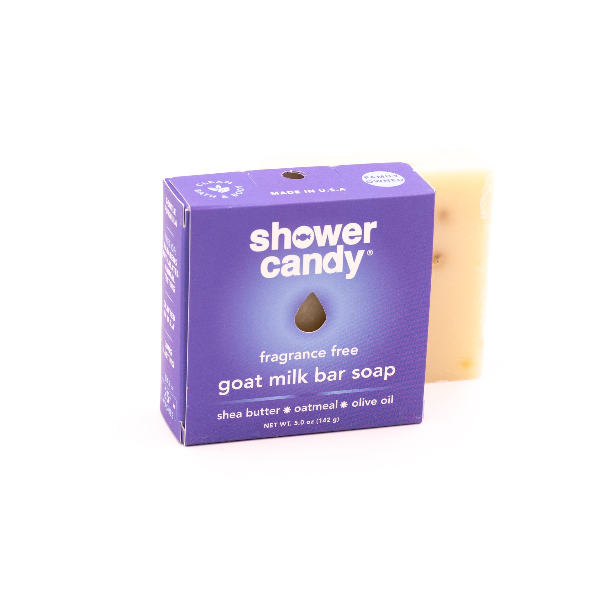 Shower Candy Fragrance Free Goat Milk Bar Soap – Gentle Hydrating Cleanse