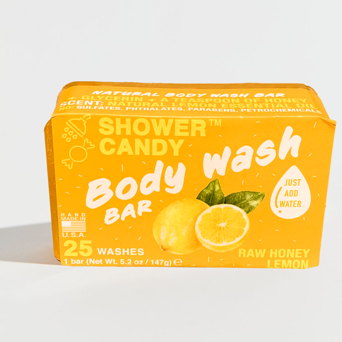 Raw Honey Lemon Peel Body Wash Bar Soap | Organic Soap | ShowerCandy